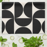 Mittelalterliche moderne Vintage Muster Schwarz/We Geschirrtuch<br><div class="desc">Retro Mid Century Modernes Muster - Abstrakte geometrische Formen - Minimalistisches Muster in schwarz und cremeweiß.</div>