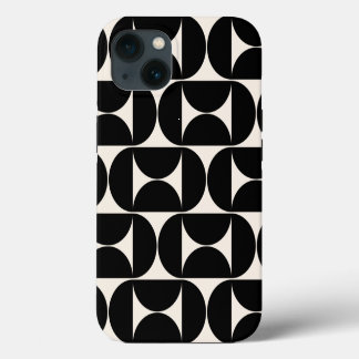 Mittelalterliche moderne Vintage Muster Schwarz/We iPhone 13 Hülle