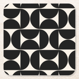 Mittelalterliche moderne Vintage Muster Schwarz/We Rechteckiger Pappuntersetzer