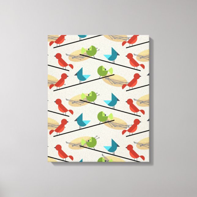 Mittelalterliche moderne Vögel Leinwanddruck (Vorderseite)