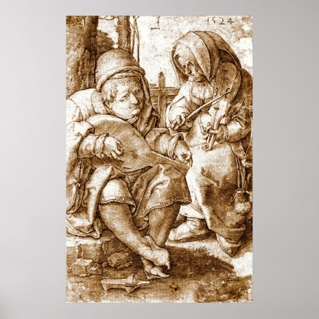 Mittelalterliche Musiker 1524 Poster (Vorne)