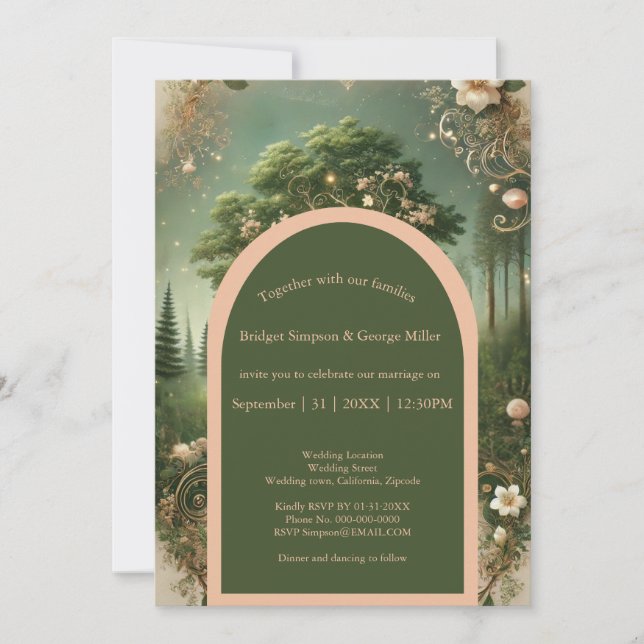 Mittelalterliche mystische Fantasie Gravur der Wal Einladung (Vorderseite)