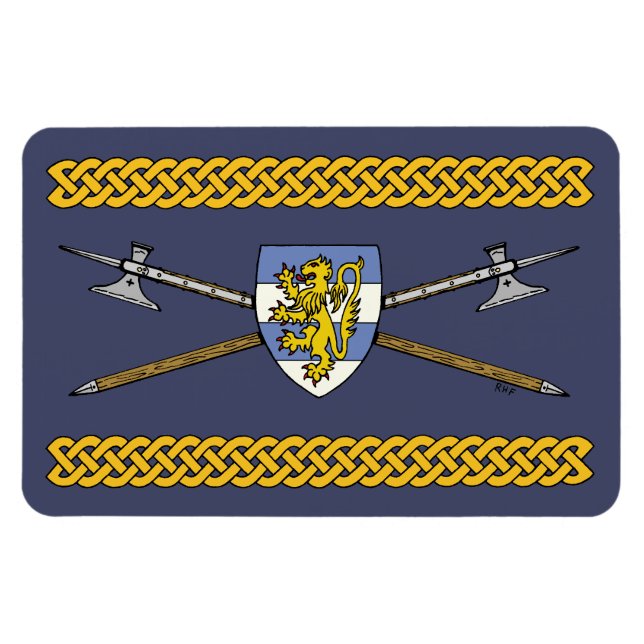 Mittelalterliche Poleaxe und Schild Magnet (Horizontal)