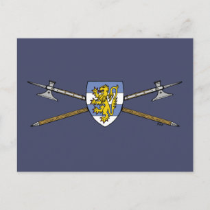 Mittelalterliche Poleaxe und Schild Postkarte