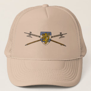 Mittelalterliche Poleaxe und Schild Truckerkappe