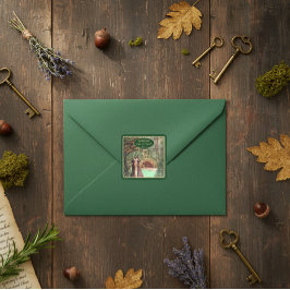 Mittelalterliche Renaissance - Blumen und Schwert  Quadratischer Aufkleber