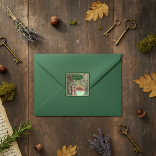 Mittelalterliche Renaissance Floral und Schwert Go Quadratischer Aufkleber