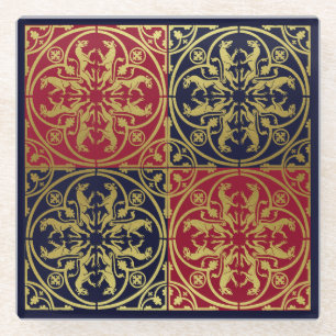 Mittelalterliche Renaissance Herald Lion Leopard M Glasuntersetzer