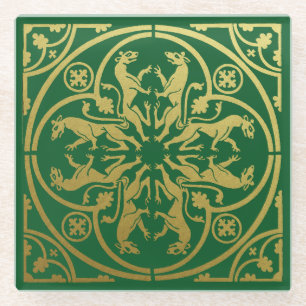 Mittelalterliche Renaissance Herald Lion Leopard M Glasuntersetzer