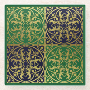 Mittelalterliche Renaissance Herald Lion Leopard M Glasuntersetzer