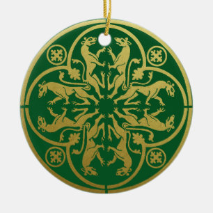 Mittelalterliche Renaissance Herald Lion Leopard M Keramik Ornament