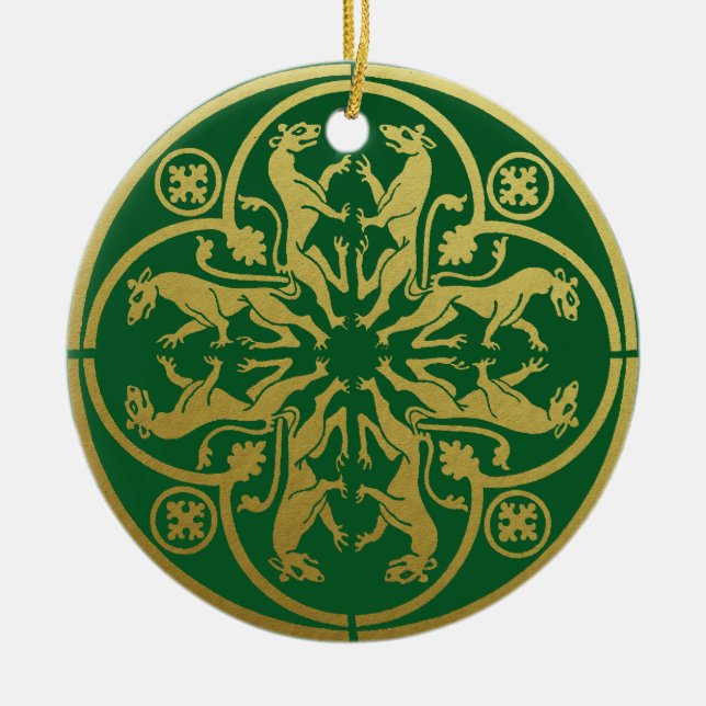 Mittelalterliche Renaissance Herald Lion Leopard M Keramik Ornament (Vorne)