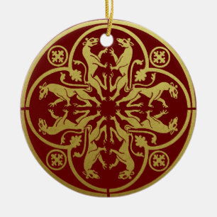 Mittelalterliche Renaissance Herald Lion Leopard M Keramik Ornament