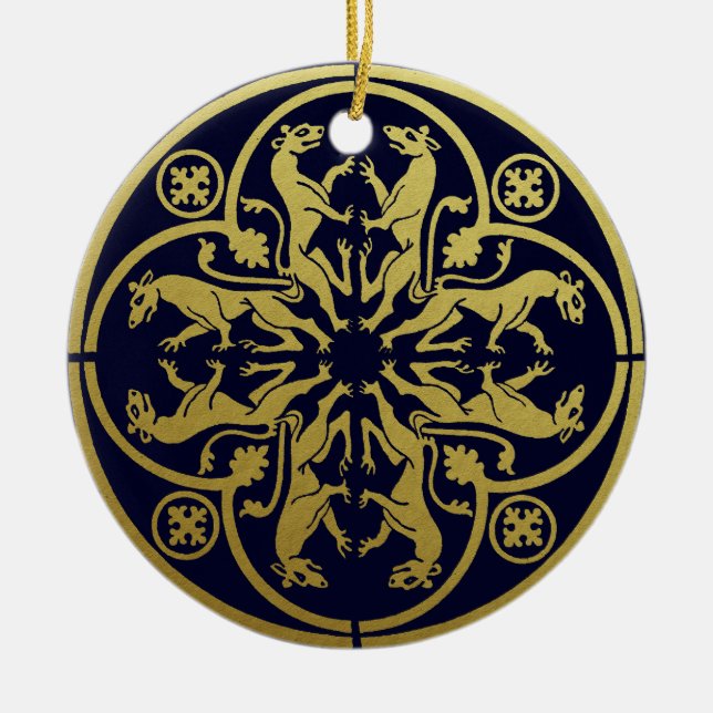 Mittelalterliche Renaissance Herald Lion Leopard M Keramik Ornament (Vorne)