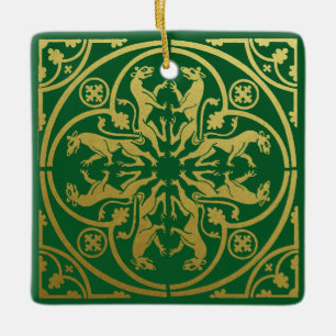 Mittelalterliche Renaissance Herald Lion Leopard M Keramikornament