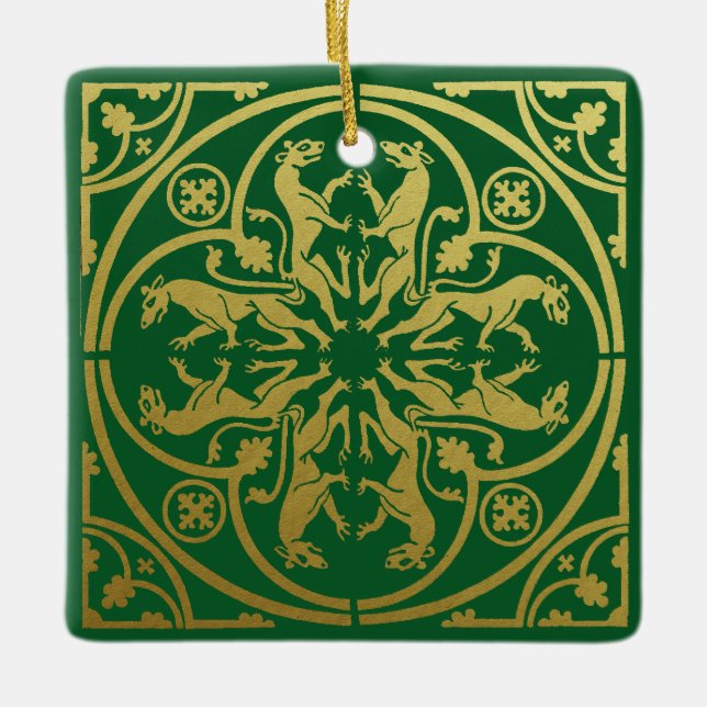 Mittelalterliche Renaissance Herald Lion Leopard M Keramikornament (Vorderseite)