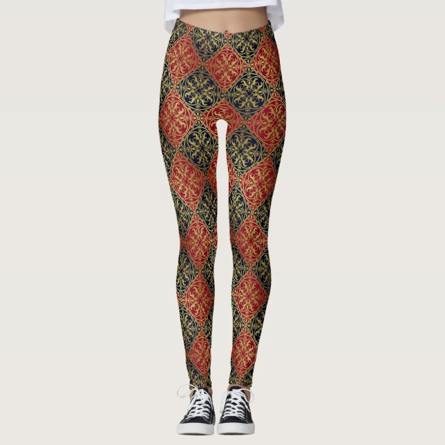 Mittelalterliche Renaissance Herald Lion Leopard M Leggings (Vorderseite)