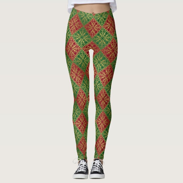 Mittelalterliche Renaissance Herald Lion Leopard M Leggings (Vorderseite)