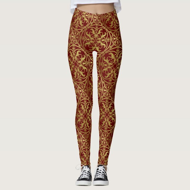 Mittelalterliche Renaissance Herald Lion Leopard M Leggings (Vorderseite)