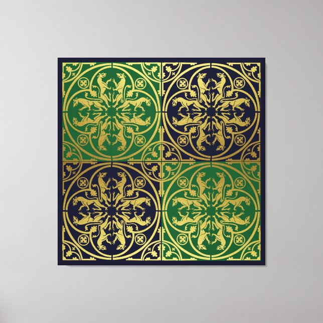 Mittelalterliche Renaissance Herald Lion Leopard M Leinwanddruck (Vorderseite)