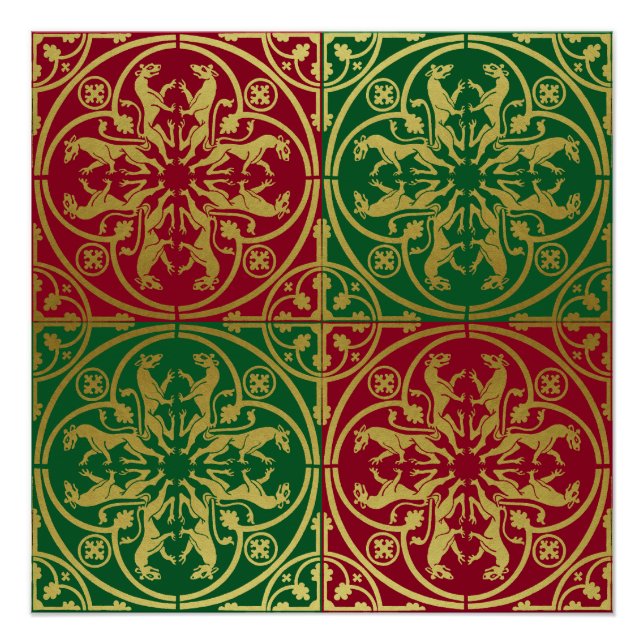 Mittelalterliche Renaissance Herald Lion Leopard M Poster (Vorderseite)