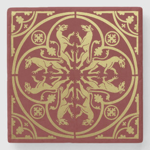 Mittelalterliche Renaissance Herald Lion Leopard M Steinuntersetzer