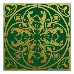 Mittelalterliche Renaissance Herald Löwe Leopard M Poster