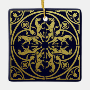 Mittelalterliche Renaissance Heraldik Löwe Leopard Keramikornament