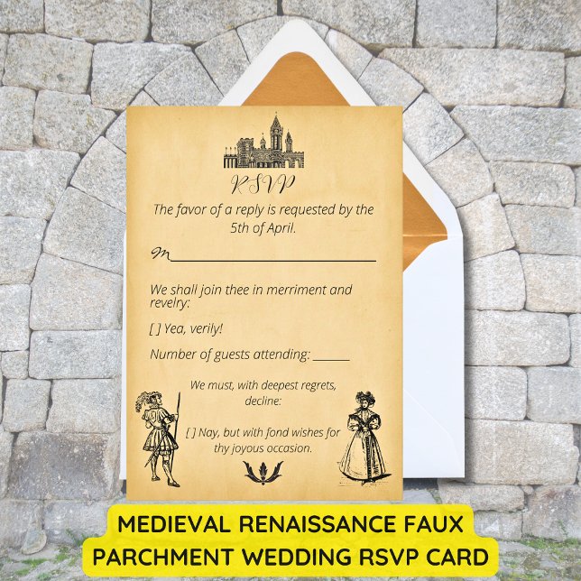 Mittelalterliche Renaissance-Imitate RSVP Karte (Medieval Renaissance Faux Parchment Wedding RSVP Card)