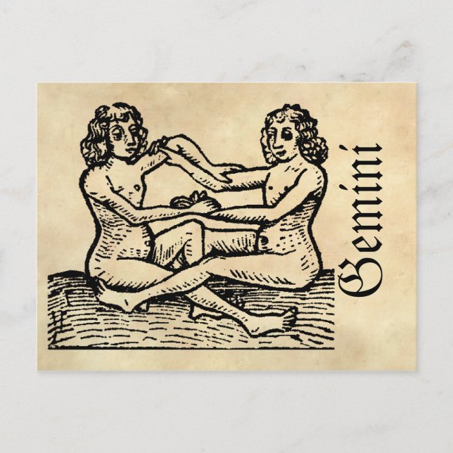 Mittelalterliche Renaissance Zodiac Symbol Gemini Postkarte (Vorderseite)