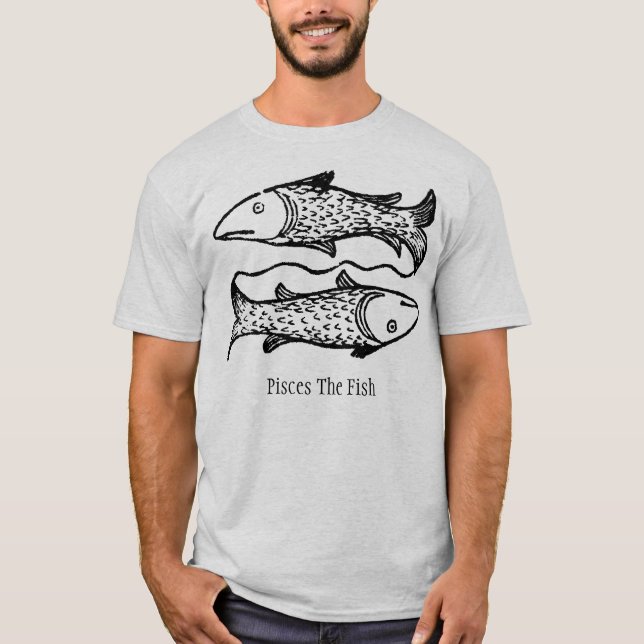 Mittelalterliche Renaissance Zodiac Symbol Pisces  T-Shirt (Vorderseite)