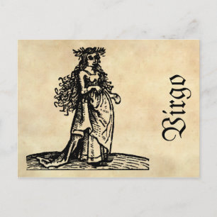 Mittelalterliche Renaissance Zodiac Symbol Virgo Postkarte
