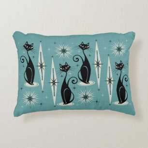 Mittelalterliche Réro Atomkatzen - Blau Dekokissen