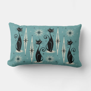 Mittelalterliche Réro Atomkatzen - Blau Lendenkissen