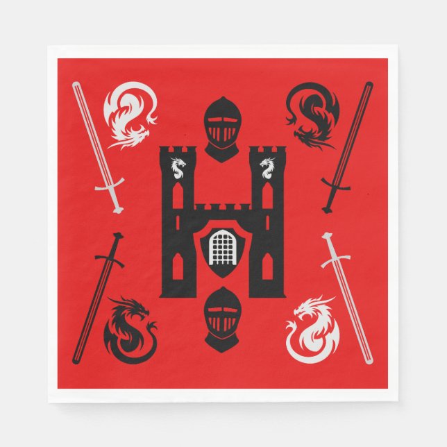 Mittelalterliche Ritter des Runden Tisches Serviette (Vorderseite)