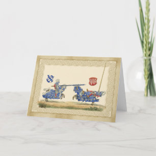 Mittelalterliche Ritter jouten in vollem Stall und Karte