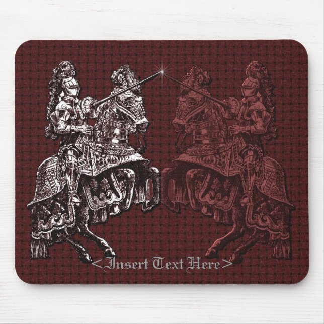 Mittelalterliche Ritter Silber und Rote Maus Pad Mousepad (Vorne)