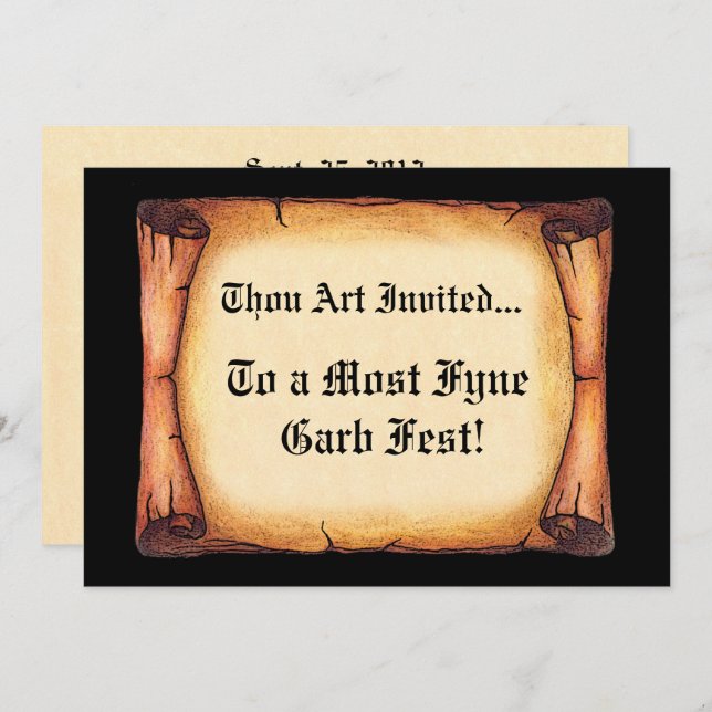 Mittelalterliche Rolle Einladung (Vorne/Hinten)