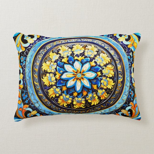 Mittelalterliche römisch-italienische Majolika Dekokissen (Vorderseite)