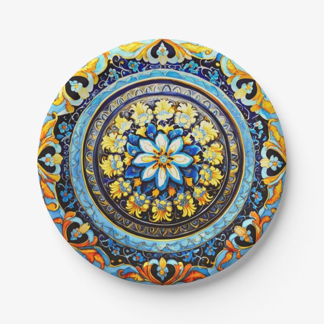 Mittelalterliche römisch-italienische Majolika Pappteller (Vorderseite)