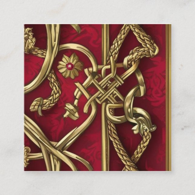 mittelalterliche rote und rote quadratische visitenkarte (Vorderseite)
