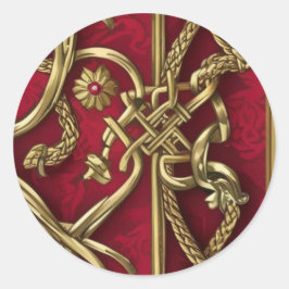 mittelalterliche rote und rote runder aufkleber