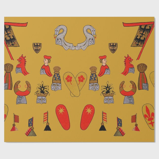 Mittelalterliche Schilder, Flaggen und Geschenkpapier (Flach)