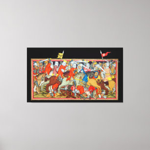 Mittelalterliche Schlacht einzigartige Manuskripte Leinwanddruck