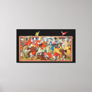 Mittelalterliche Schlacht einzigartige Manuskripte Leinwanddruck