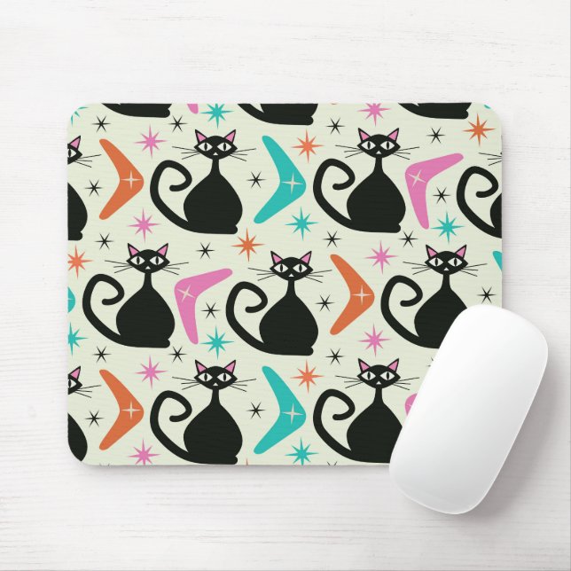 Mittelalterliche schwarze Atomkatzen mit Bumerangs Mousepad (Mit Mouse)