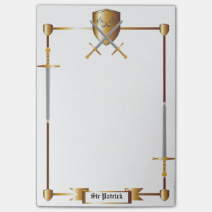 Mittelalterliche Schwert- und Schildkrötennotizen  Post-it Klebezettel