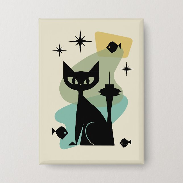 Mittelalterliche Seattle Cat Button (Vorderseite)