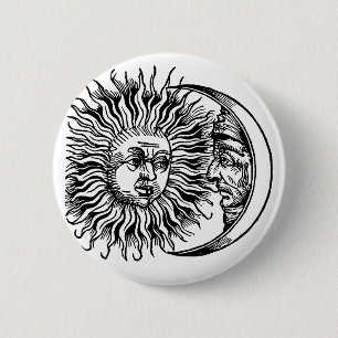 Mittelalterliche Sonne und Mond Button