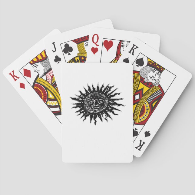 Mittelalterliche Sonnengravur - Whimsigoth Ästheti Spielkarten (Rückseite)